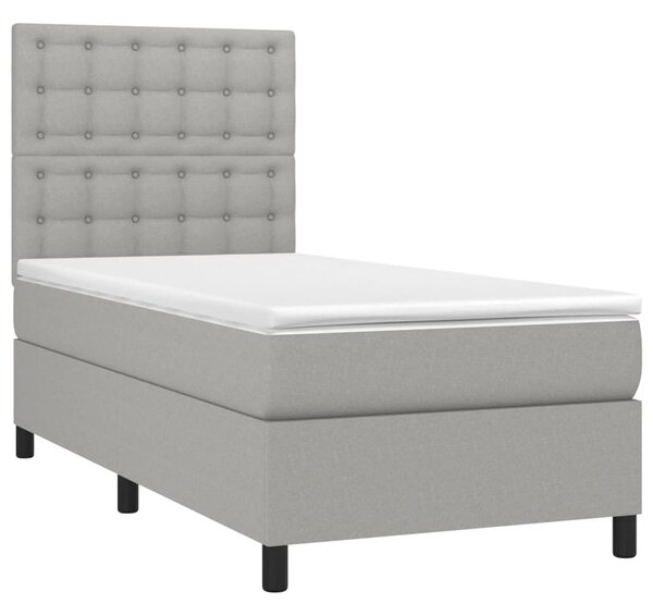 Box spring postel s matrací světle šedá 80 x 200 cm textil 3142049
