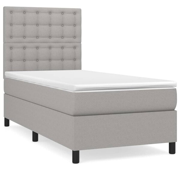 Box spring postel s matrací světle šedá 80 x 200 cm textil 3142049