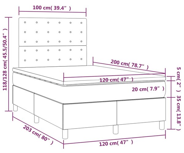 Box spring postel s matrací cappuccino 120x200 cm umělá kůže 3142838