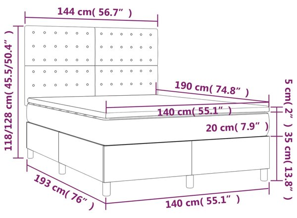 Box spring postel s matrací krémová 140x190 cm umělá kůže 3142841