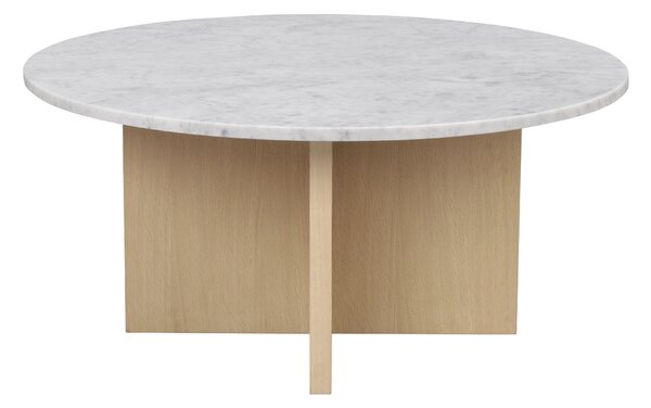 Rowico Home, Mramorový kulatý konferenční stolek BROOKSVILLE 90 cm | Bílý/Světle hnědý 120785