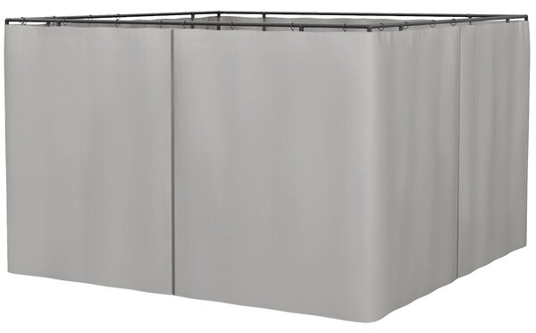 Outsunny Sada bočních stěn 4-dílná pro pavilon 3x3m s háčky 302 x 205 cm Voděodolná Stálá Zimní boční stěna pro zahradní pavilon Světle šedá | Aosom