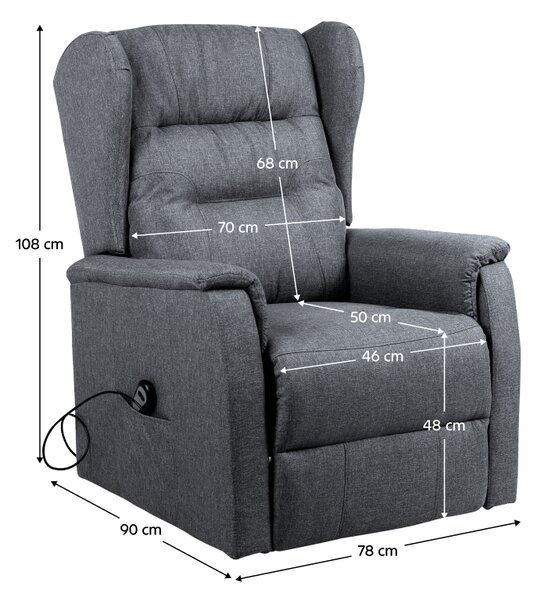 Vikio Relaxační el. polohovací křeslo světle šedá látka TKR109S
