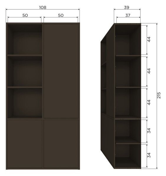Tmavě hnědá modulární skříňka z borovicového dřeva 108x215 cm Meggy – WOOOD