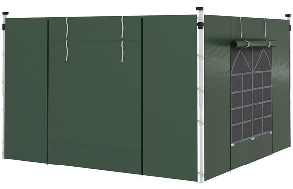 Outsunny 2-balení bočních panelů pro pavilon 3x3/3x6m, boční stěna s oknem a suchým zipem, voděodolné Oxford látkové boční stěny, ochrana před větrem