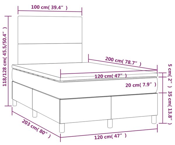Box spring postel s matrací krémová 120x200 cm textil 3142166