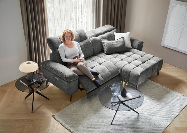 ROHOVÁ SEDAČKA, kov, textil, tmavě šedá Xora - Sedací soupravy