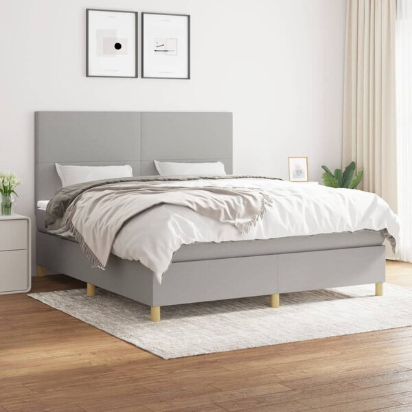 Box spring postel s matrací světle šedá 160 x 200 cm textil 3142185