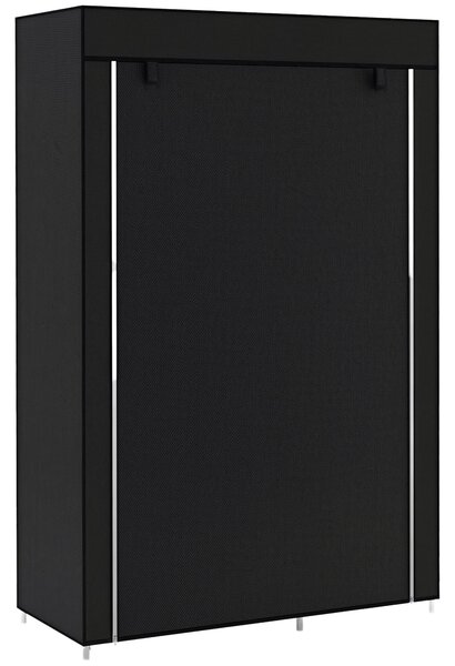 HOMCOM Textilní šatník s 6 policemi, věšákem na oblečení, sklopný šatník do ložnice, 103 x 43 x 162,5 cm, černý | Aosom