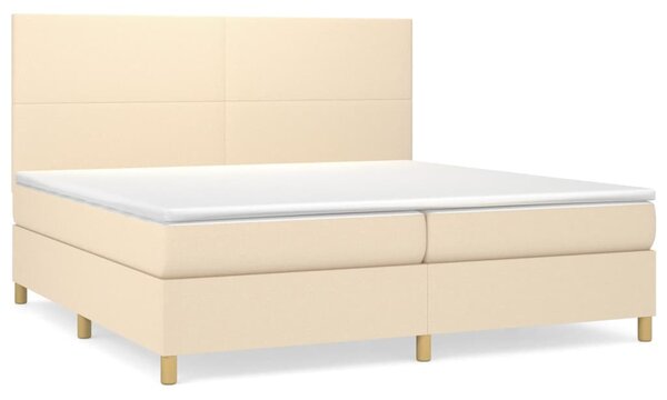 Box spring postel s matrací krémová 200x200 cm textil 3142206