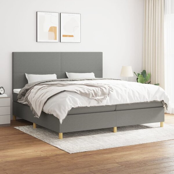 Box spring postel s matrací tmavě šedá 200x200 cm textil 3142202