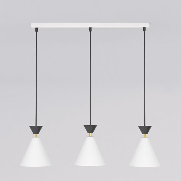 Závěsné svítidlo KLEVER 3 – bílé / černé, 3× E14, šířka 71 cm
