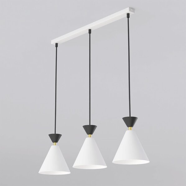 Závěsné svítidlo KLEVER 3 – bílé / černé, 3× E14, šířka 71 cm