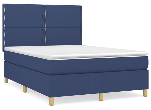 Box spring postel s matrací modrá 140x190 cm textil 3142255