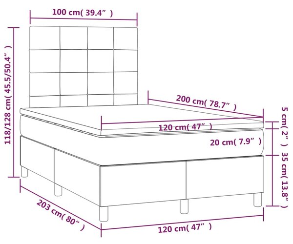 Box spring postel s matrací tmavě hnědá 120x200 cm textil 3142324