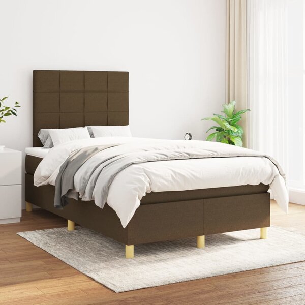 Box spring postel s matrací tmavě hnědá 120x200 cm textil 3142324