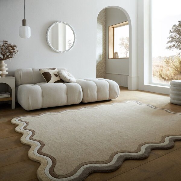 Ručně tkaný vlněný koberec v přírodní barvě 200x290 cm Leo Scallop – Flair Rugs