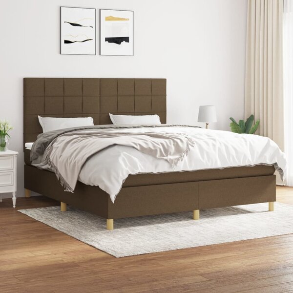 Box spring postel s matrací tmavě hnědá 160x200 cm textil 3142348