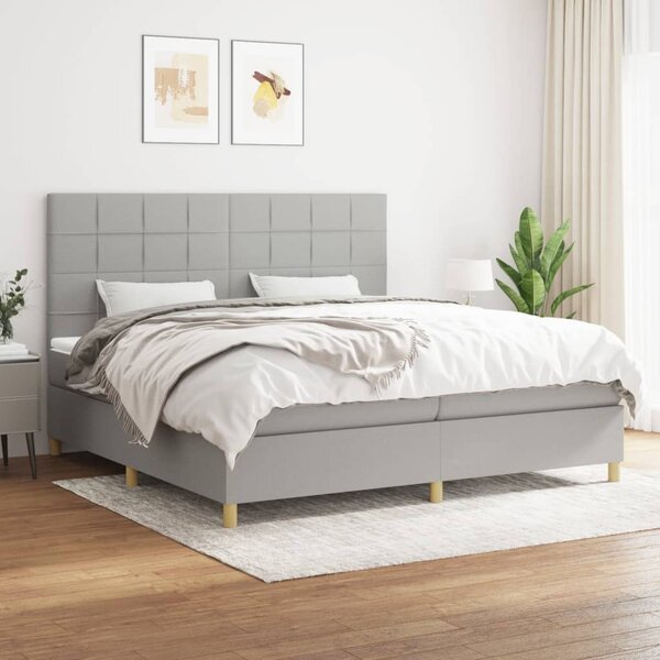 Box spring postel s matrací světle šedá 200 x 200 cm textil 3142361