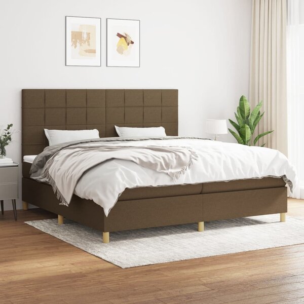 Box spring postel s matrací tmavě hnědá 200x200 cm textil 3142364