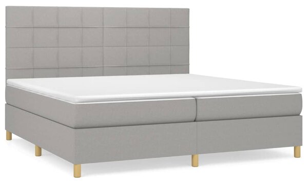 Box spring postel s matrací světle šedá 200 x 200 cm textil 3142361