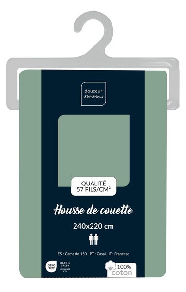Zelený bavlněný povlak na peřinu na dvoulůžko/prodloužený 240x220 cm Lina – douceur d'intérieur