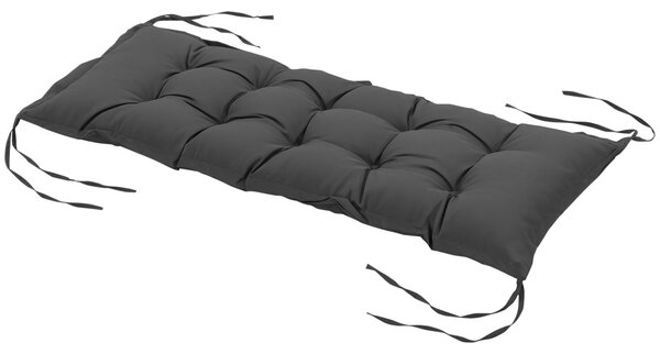 Outsunny Polštář na Sedák 100x40 cm s Uchycením, 10cm Silná Výplň, Pratelný Sedák pro Domov, Zahradu, Pohovky, Židle, Tmavě Šedý | Aosom