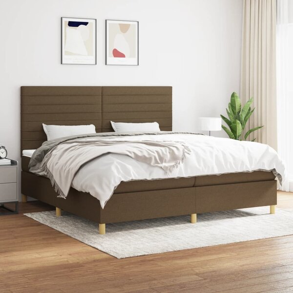 Box spring postel s matrací tmavě hnědá 200x200 cm textil 3142444