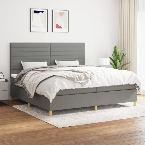 Box spring postel s matrací tmavě šedá 200x200 cm textil 3142442