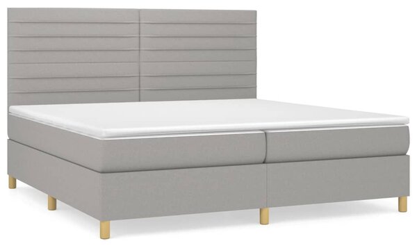 Box spring postel s matrací světle šedá 200 x 200 cm textil 3142441