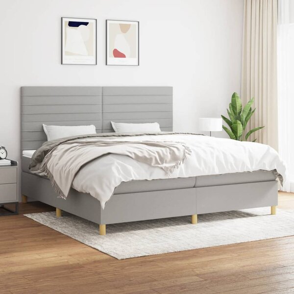 Box spring postel s matrací světle šedá 200 x 200 cm textil 3142441