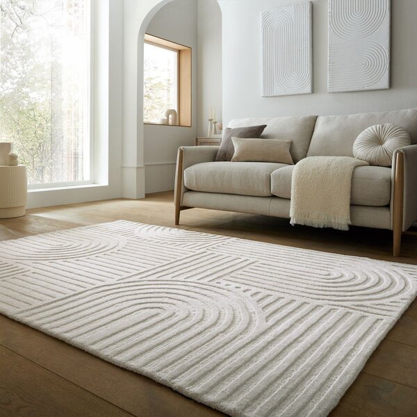 Slonovinový ručně tkaný vlněný koberec 200x290 cm Zen Garden – Flair Rugs