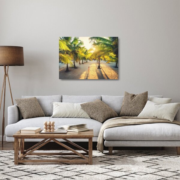 Skleněný obraz - Žena v palmách (70x50 cm)