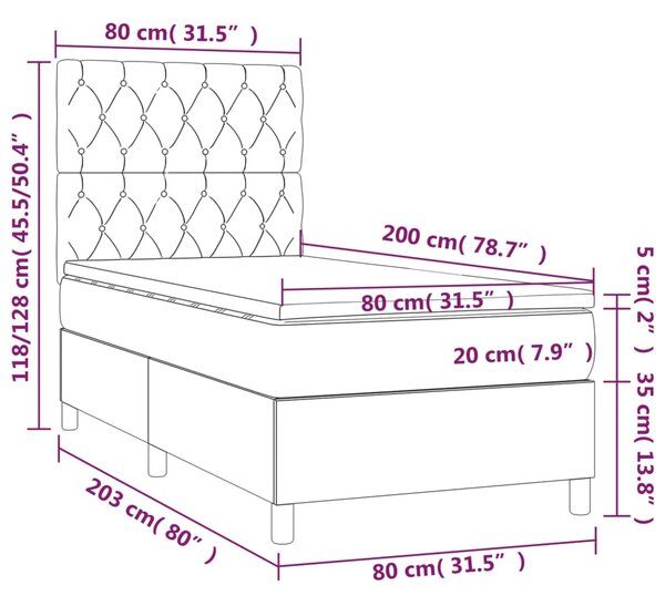 Box spring postel s matrací černá 80 x 200 cm textil 3142531