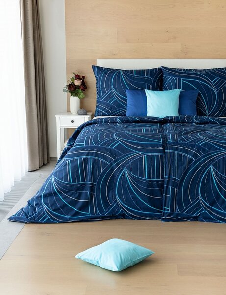Povlečení Ezio Blue Bavlna deluxe 1x 140/200, 1x 70/90