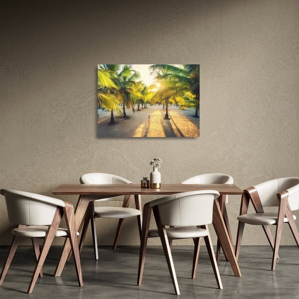 Skleněný obraz - Žena v palmách (70x50 cm)