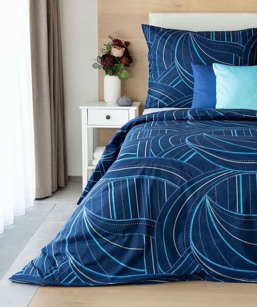 Povlečení Ezio Blue Bavlna deluxe 1x 140/200, 1x 70/90
