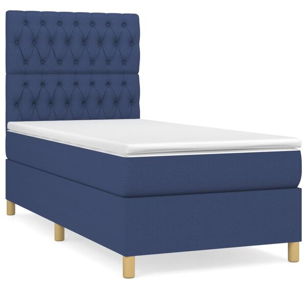 Box spring postel s matrací modrá 90x200 cm textil 3142551