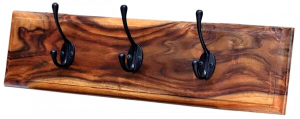 Věšák s 3 háčky Jali 60x15x2,5 z indického masivu palisandr