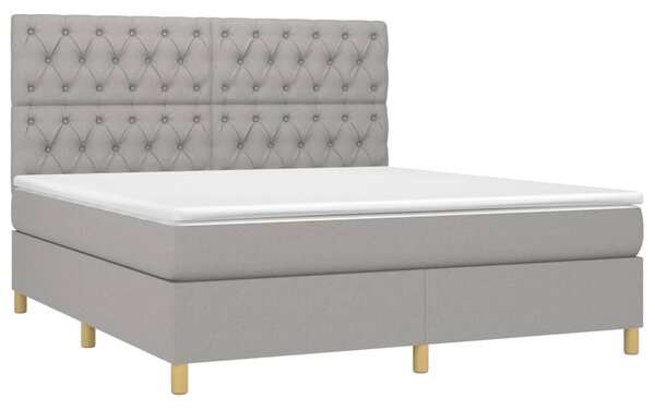 Box spring postel s matrací světle šedá 160 x 200 cm textil 3142585