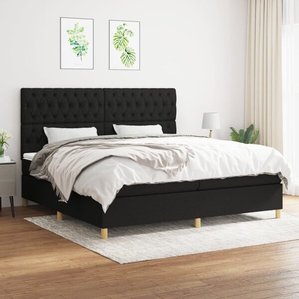Box spring postel s matrací černá 200x200 cm textil 3142603
