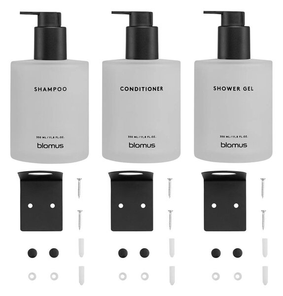 Bílé nástěnné skleněné dávkovače mýdla v sadě 3 ks 350 ml Kirei – Blomus