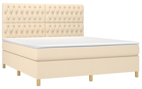 Box spring postel s matrací krémová 180x200 cm textil 3142598