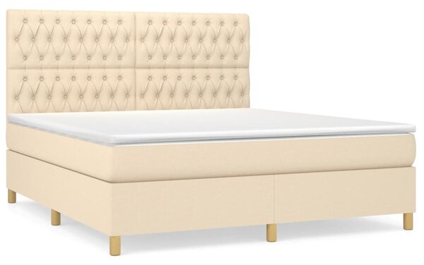 Box spring postel s matrací krémová 180x200 cm textil 3142598