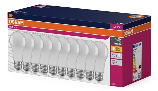 Matná LED žárovka E27 10 W CLASSIC A, teplá bílá, náhrada 75 W