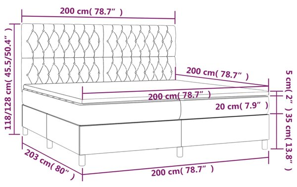 Box spring postel s matrací tmavě šedá 200x200 cm samet 3143224
