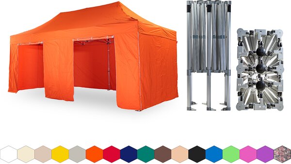 Nůžkový párty stan 4x6 m /5 noh TENTino BIG HEXAGON EXTREME Barva opláštění (Zvolte variantu): 1A - BÍLÁ