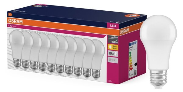 Matná LED žárovka E27 10 W CLASSIC A, teplá bílá, náhrada 75 W