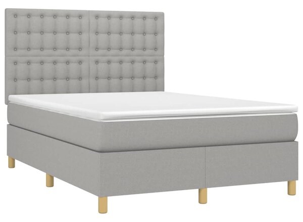 Box spring postel s matrací světle šedá 140 x 200 cm textil 3142657