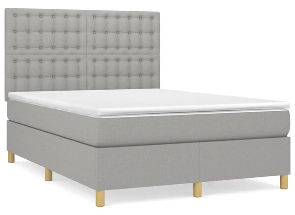 Box spring postel s matrací světle šedá 140 x 200 cm textil 3142657
